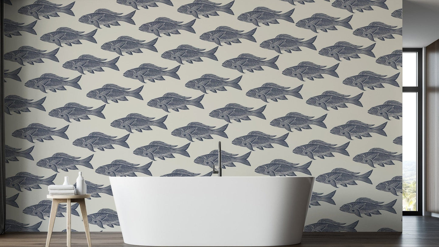 Vintage Catch Nautical Fish Wallpaper