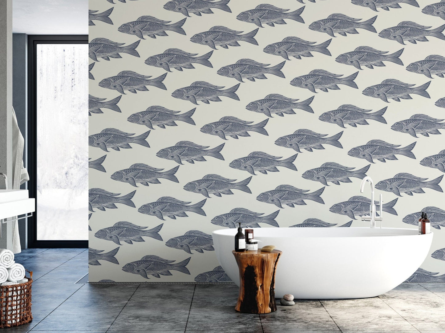 Vintage Catch Nautical Fish Wallpaper