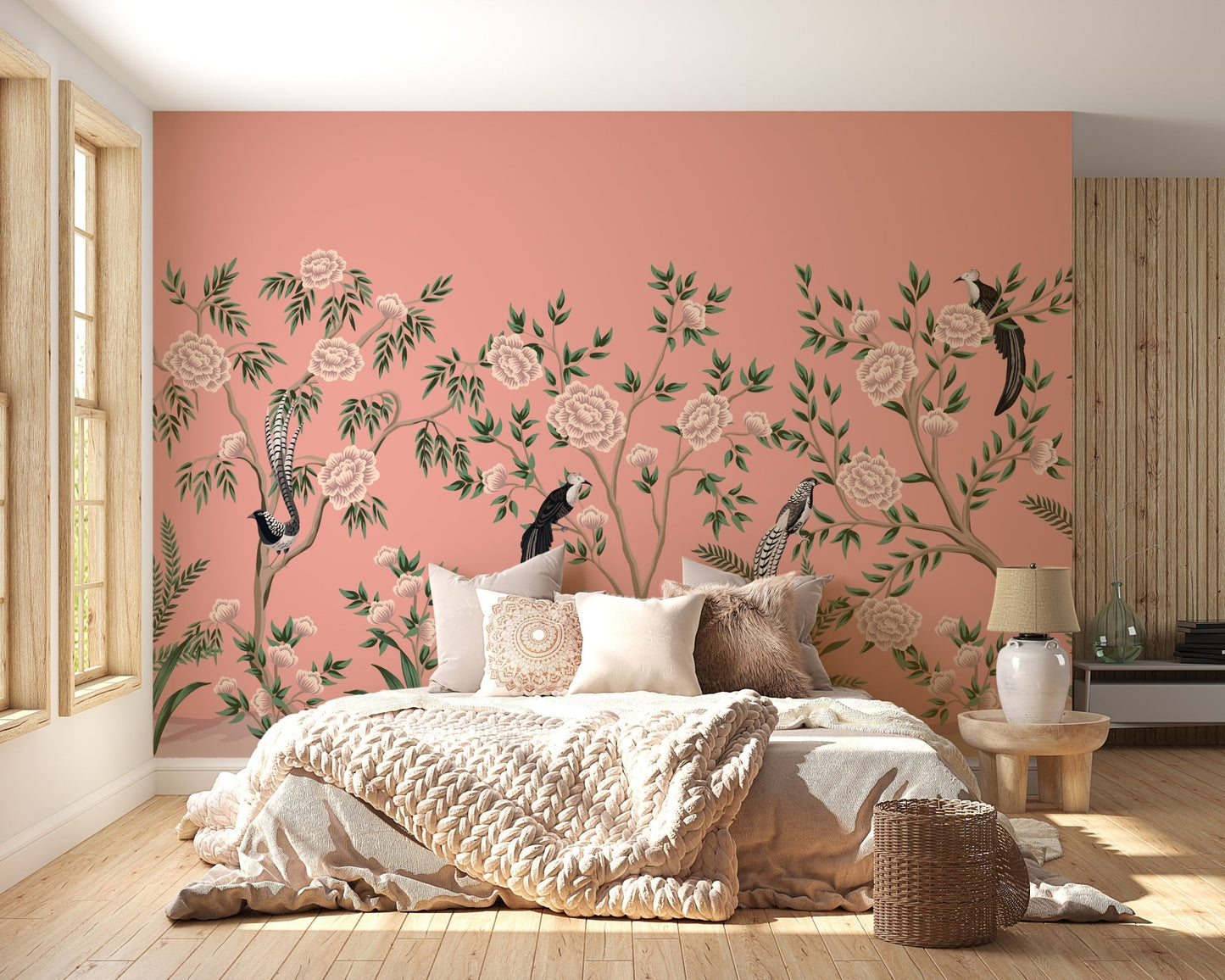 Vintage Chinoiserie Floral Wallpaper Mural - Giffywalls