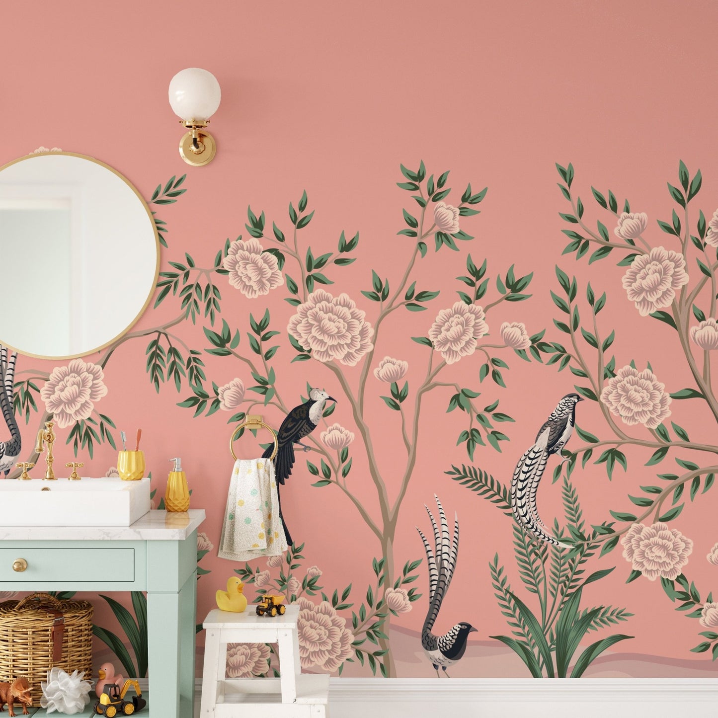 Vintage Chinoiserie Floral Wallpaper Mural - Giffywalls