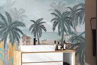 Vintage beach scene wallpaper for walls
