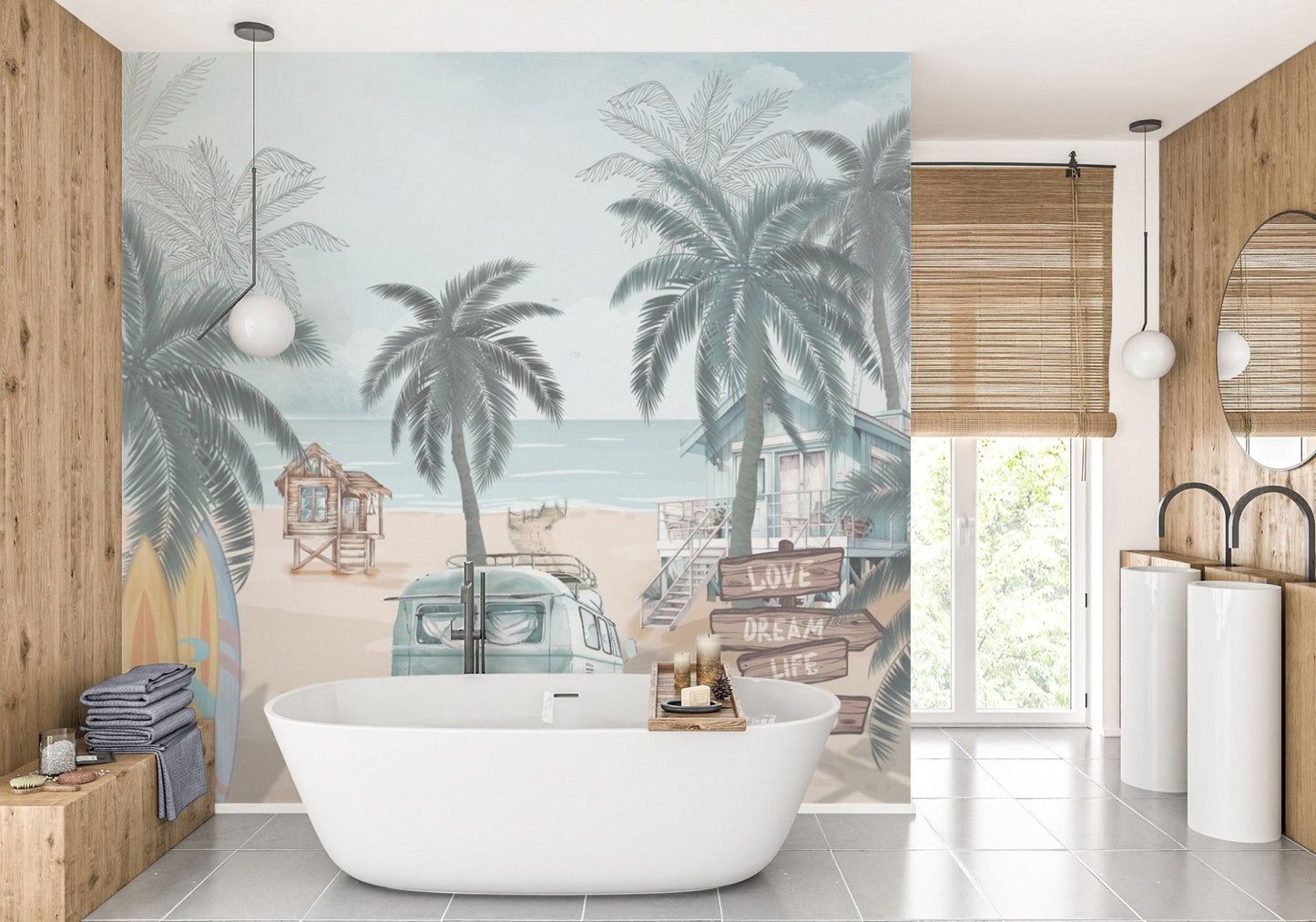 Coastal themed vintage wallpaper for rooms
