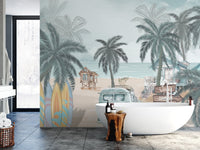 Coastal themed vintage wallpaper for rooms
