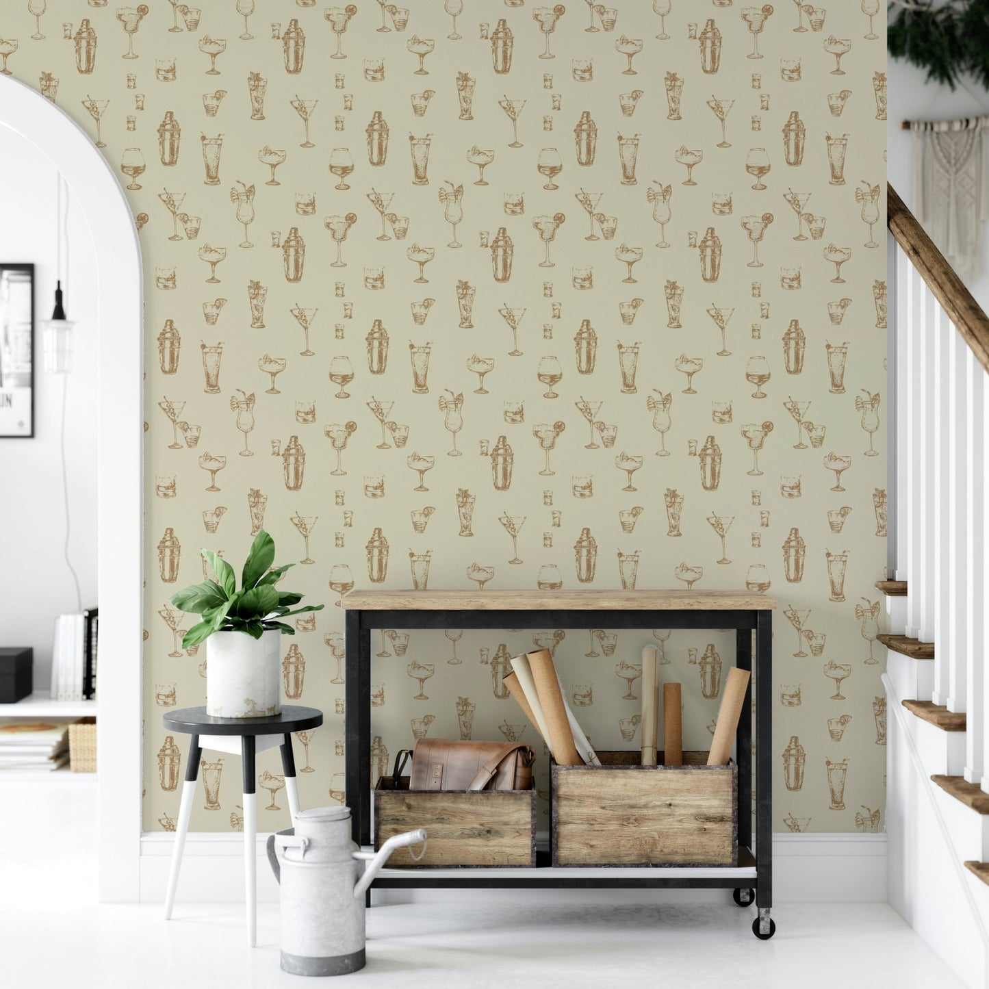 Timeless drink pattern wallpaper for stylish spaces

