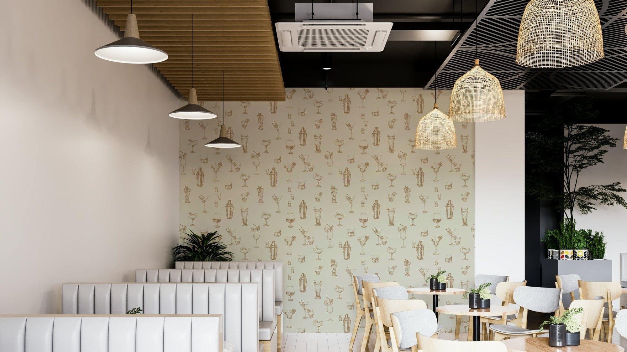 Old-fashioned cocktail glass wallpaper design, GD945