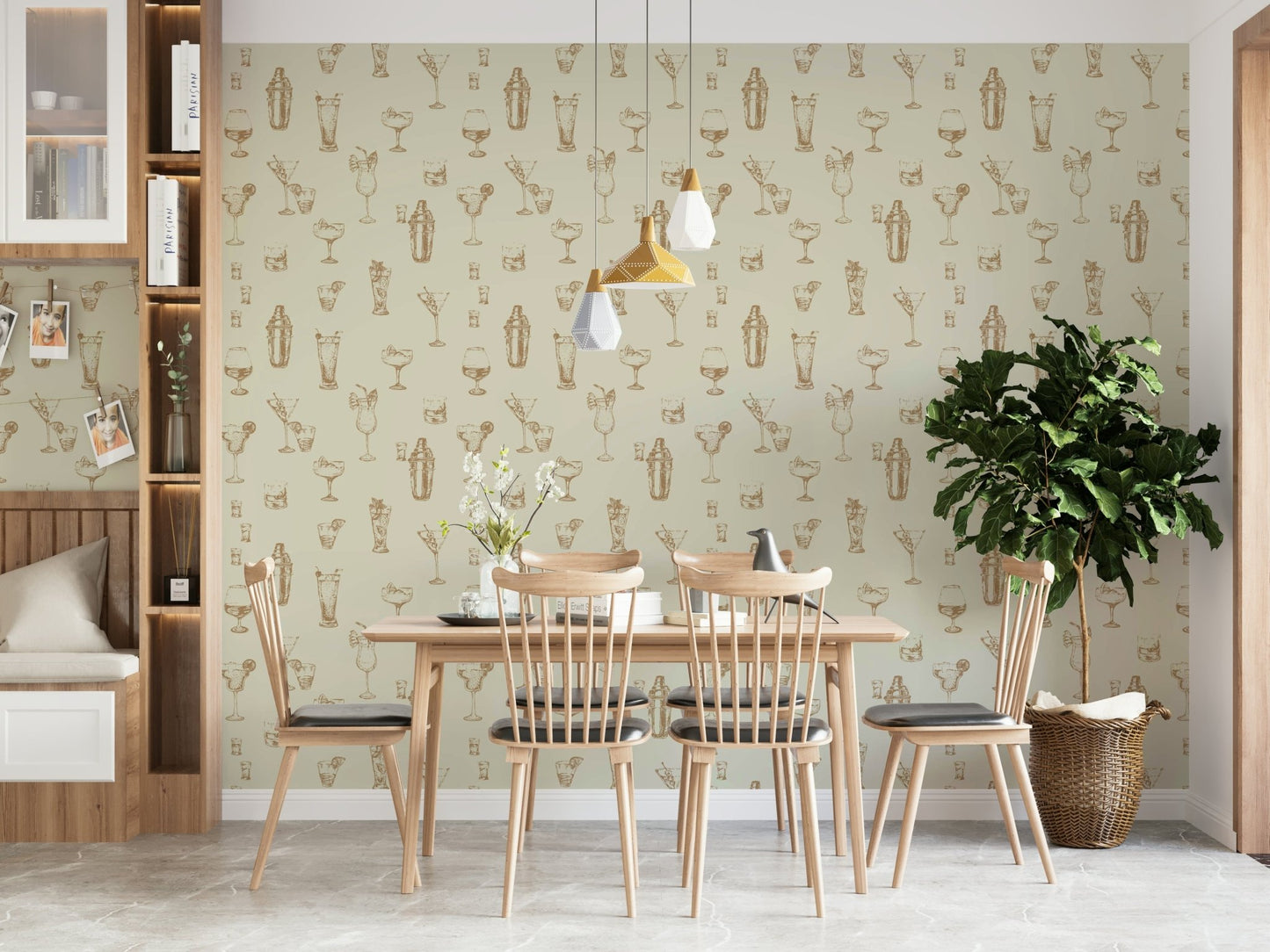 Vintage drink menu wallpaper in retro tones

