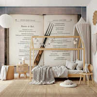 Kids room with Vintage Cookbook Wall Mural and vintage food sketch