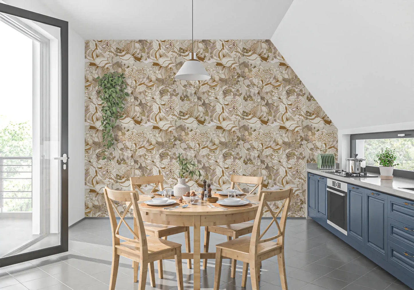 Botanical flow stands out in Vintage Cream Floral wallpaper design