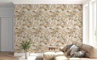 Cream blossom detailing enriches Vintage Cream Floral wallpaper softly