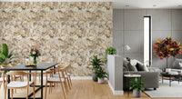 Warm beige linework shapes Vintage Cream Floral wallpaper gently