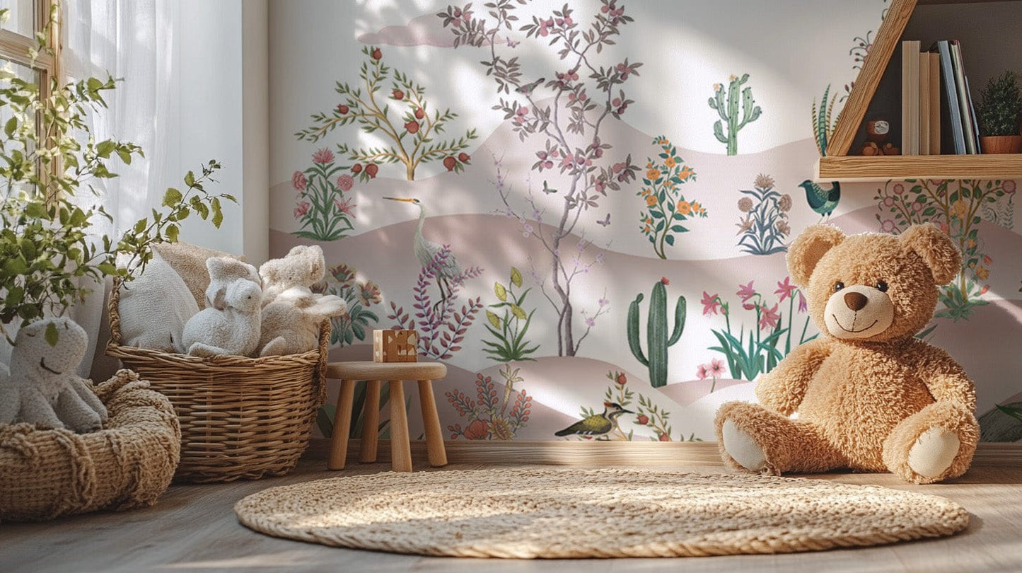 Floral botanical desert wallpaper design D207

