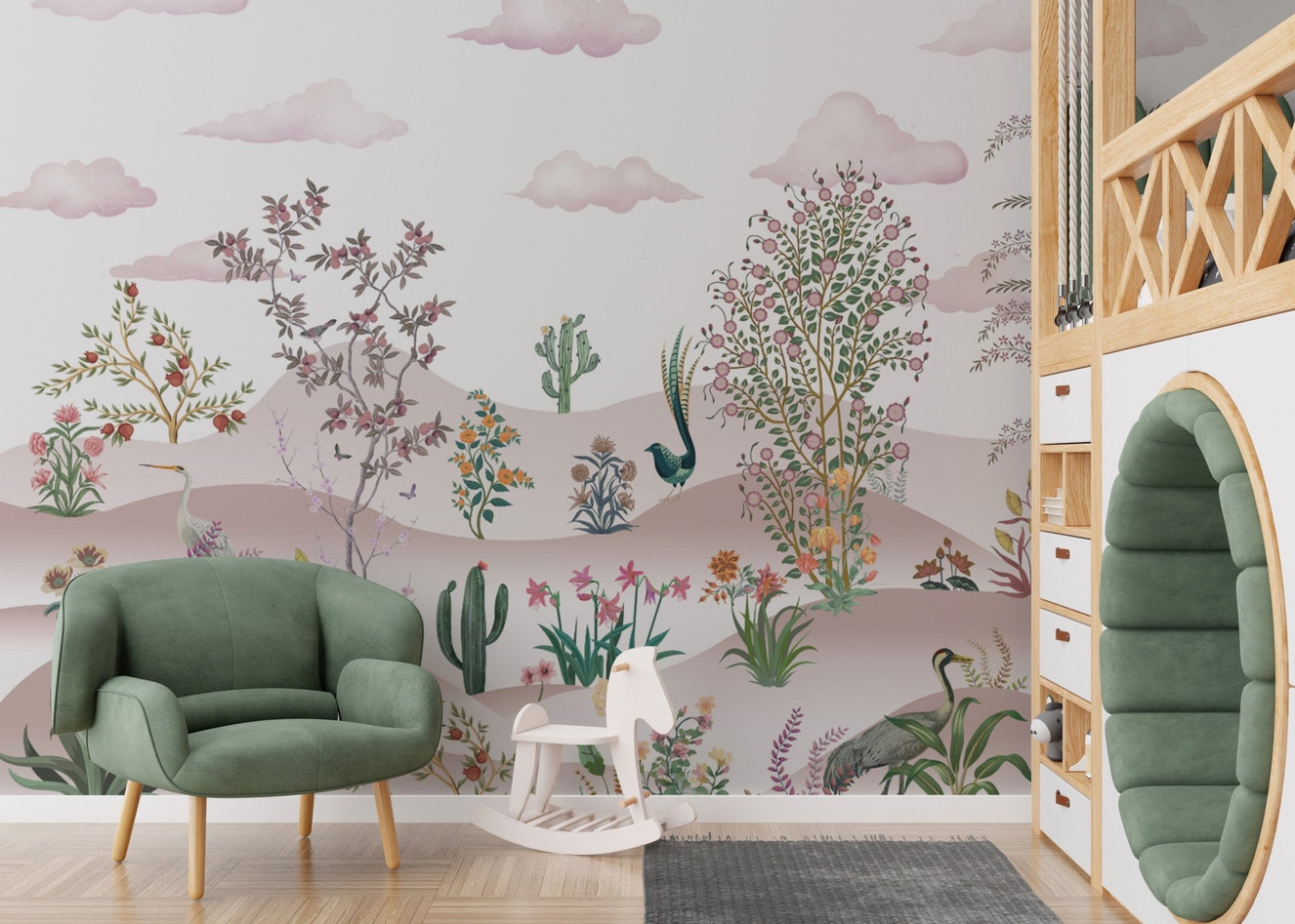 Vintage desert botanical wallpaper mural
