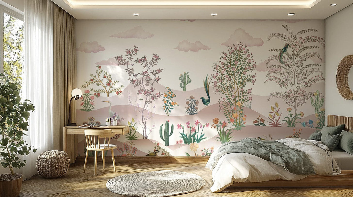 Botanical wallpaper featuring desert plants D207
