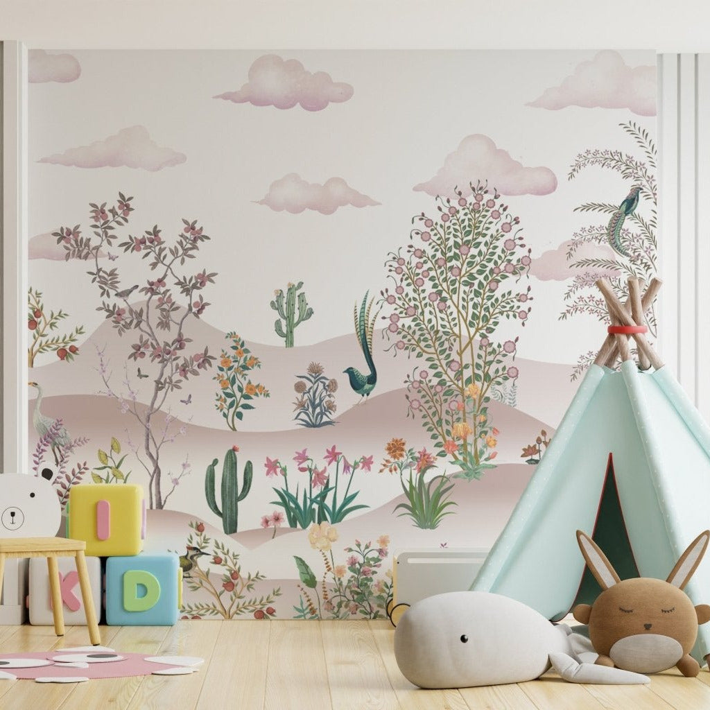 Botanical wallpaper with desert flowers
 D207