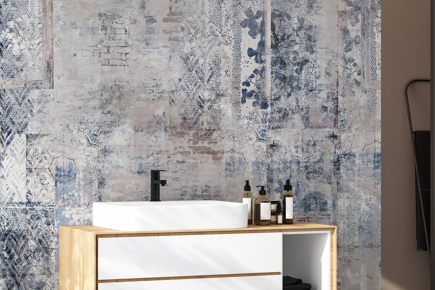 Old-world distressed brick wall look
