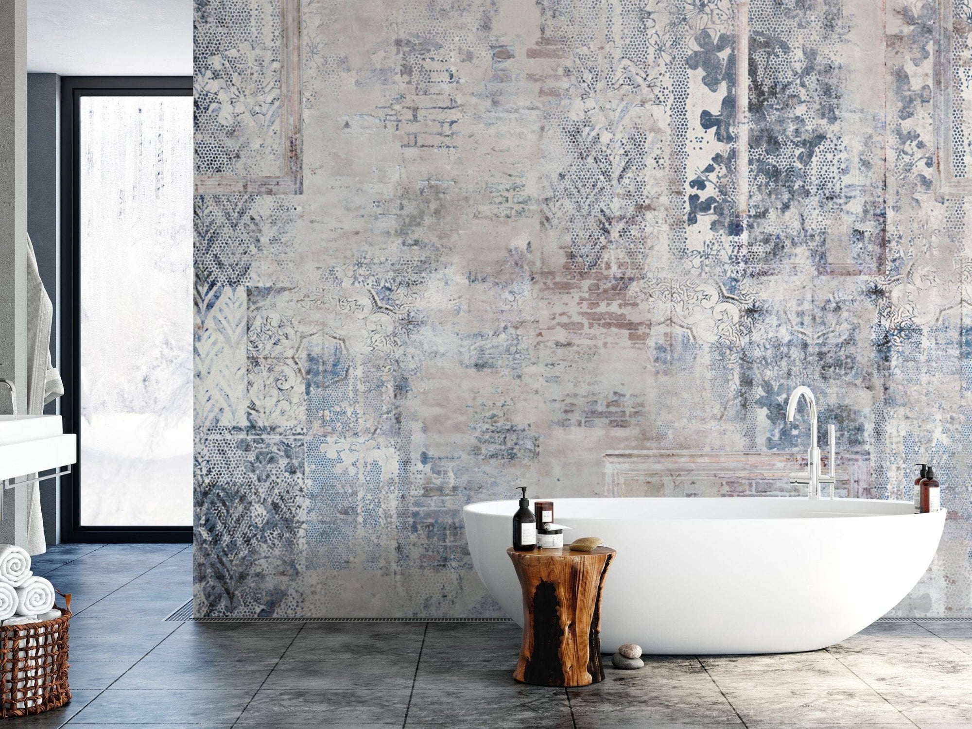 Vintage distressed brick wallpaper design
 B672