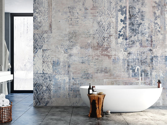 Vintage distressed brick wallpaper design
 B672