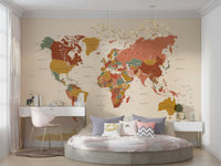 Retro map mural with antique color scheme
