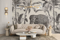 Vintage Elephant Wallpaper for Walls 
C418