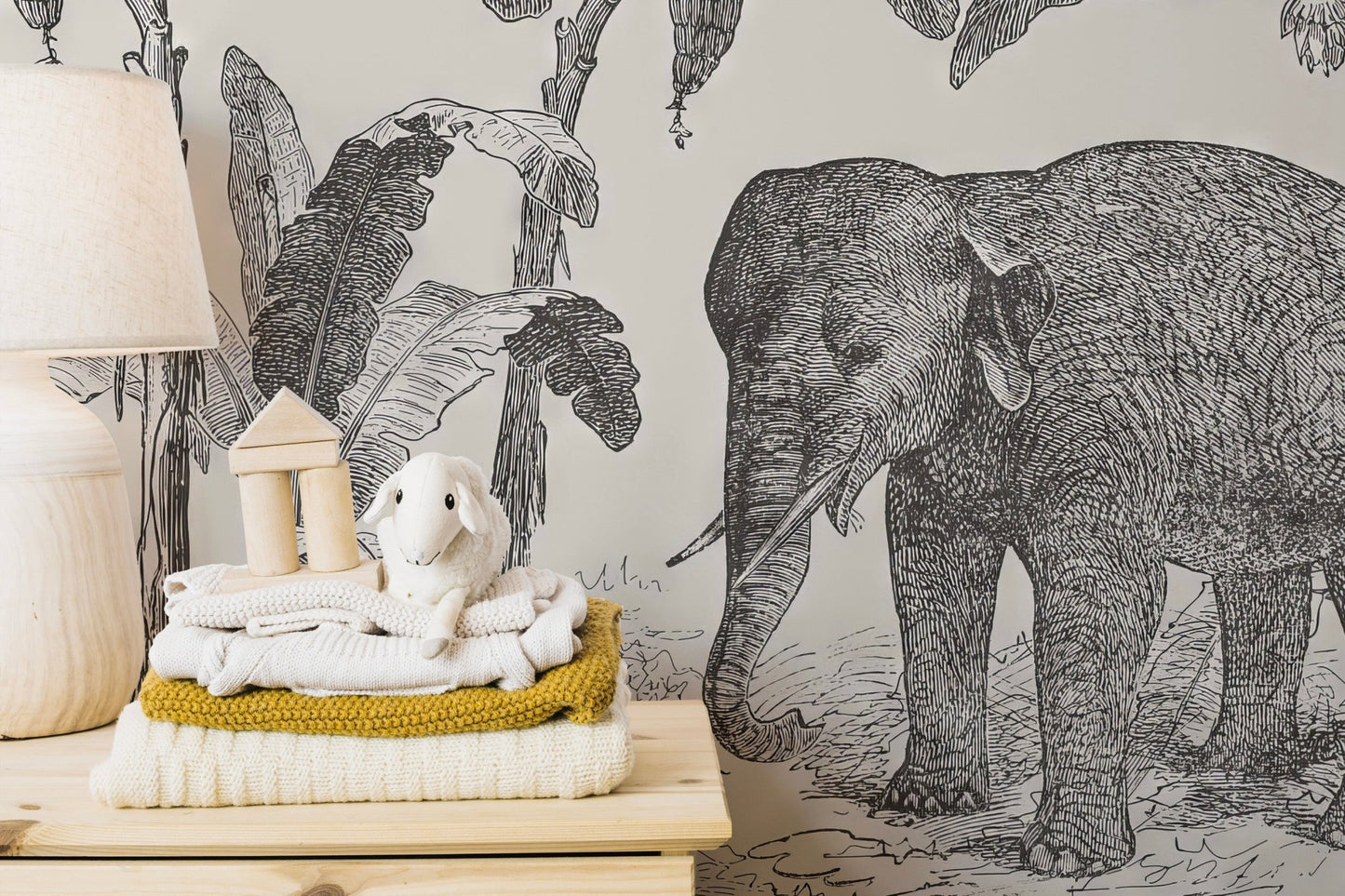 Vintage Elephant Wallpaper Mural - Giffywalls C418