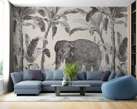 Vintage Elephant Mural Wallpaper C418