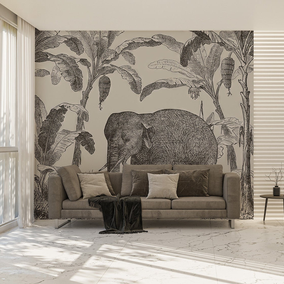 Vintage Elephant Wallpaper Mural - Giffywalls C418