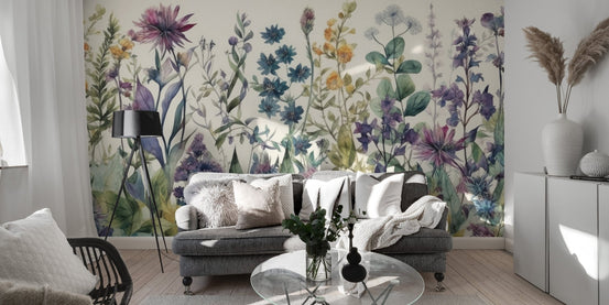 Vintage flora wallpaper with vibrant garden blooms, C51