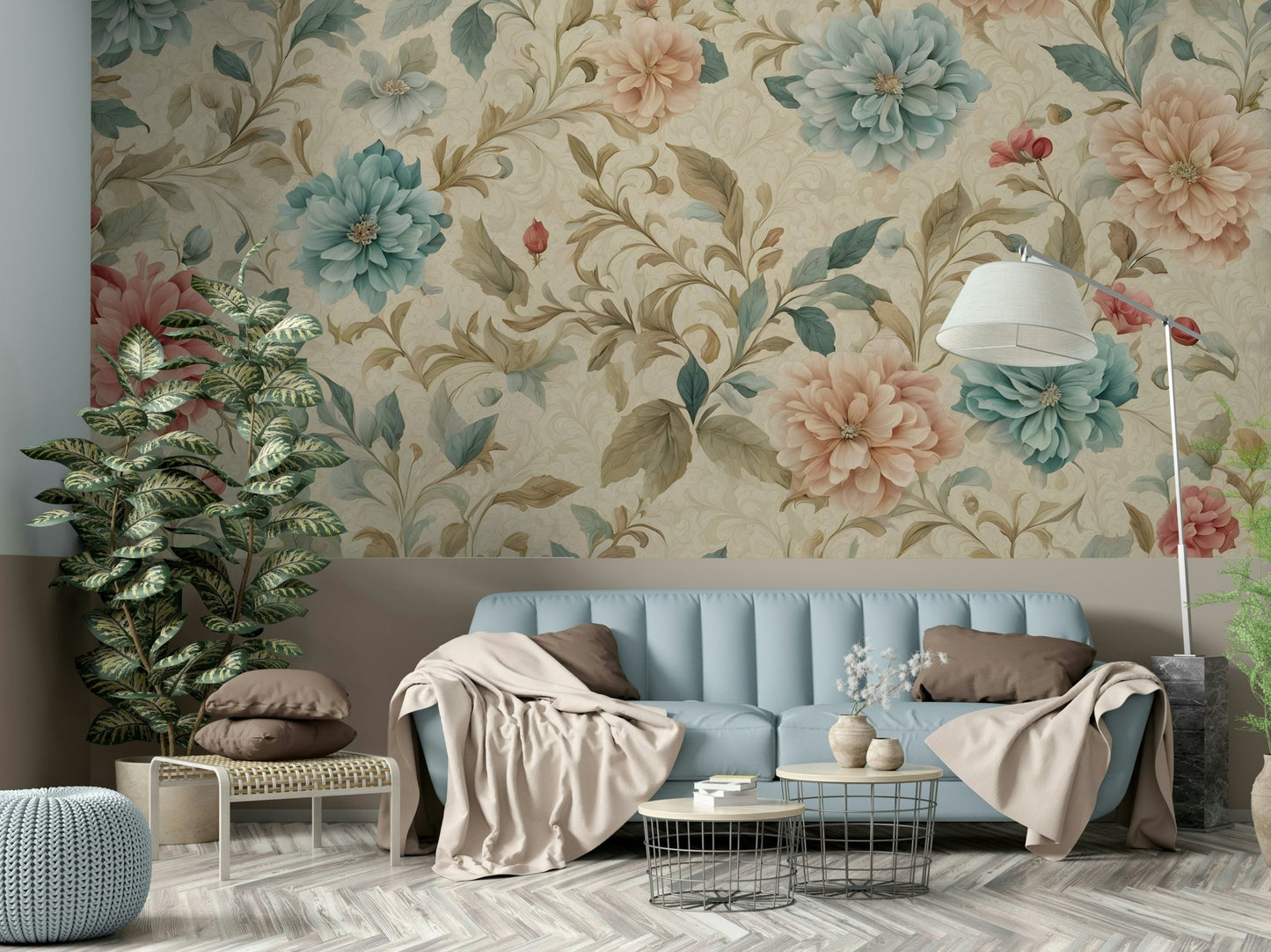 Slightly distressed or faded finish.

