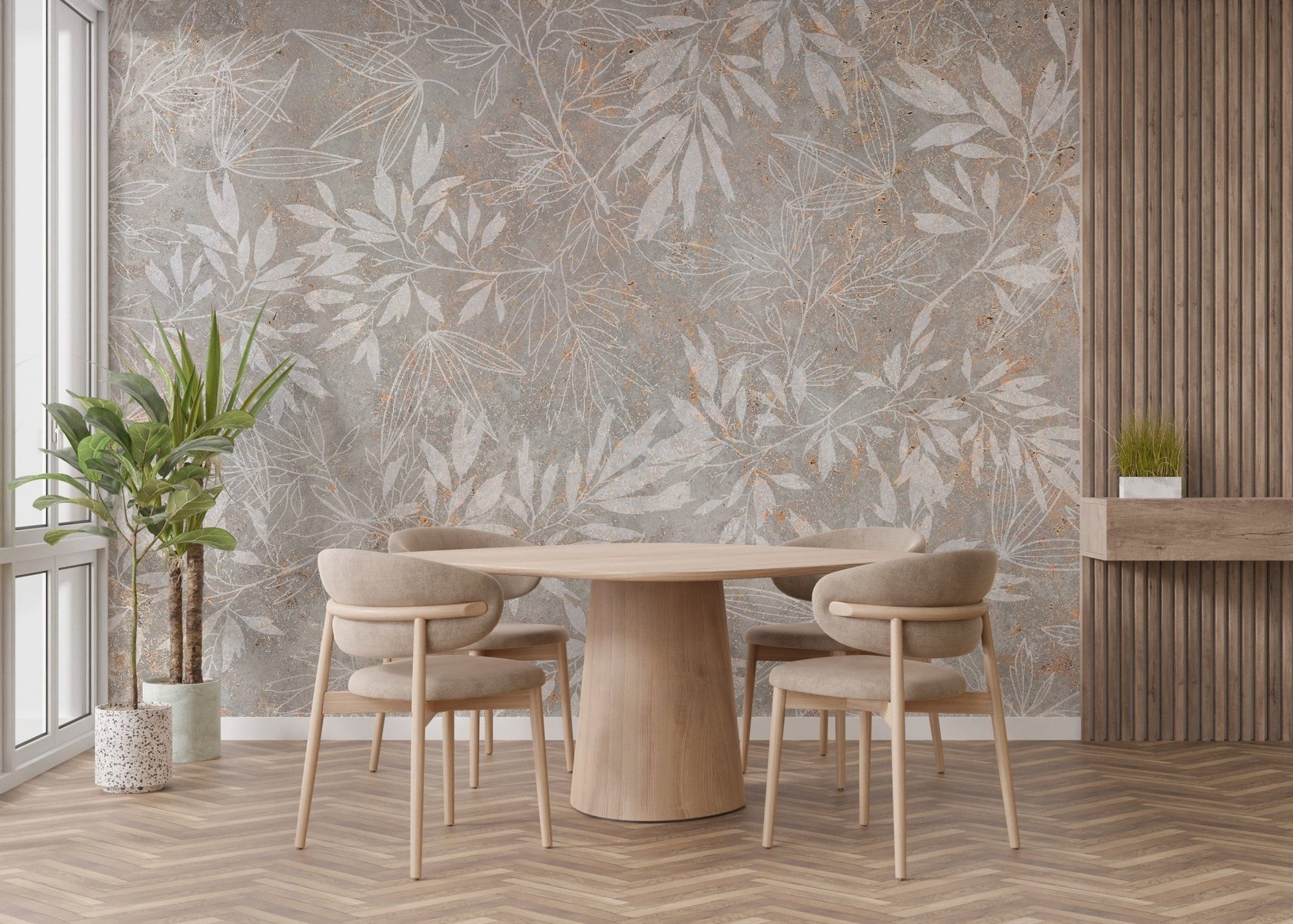 Vintage floral mural with subtle elegance, B430