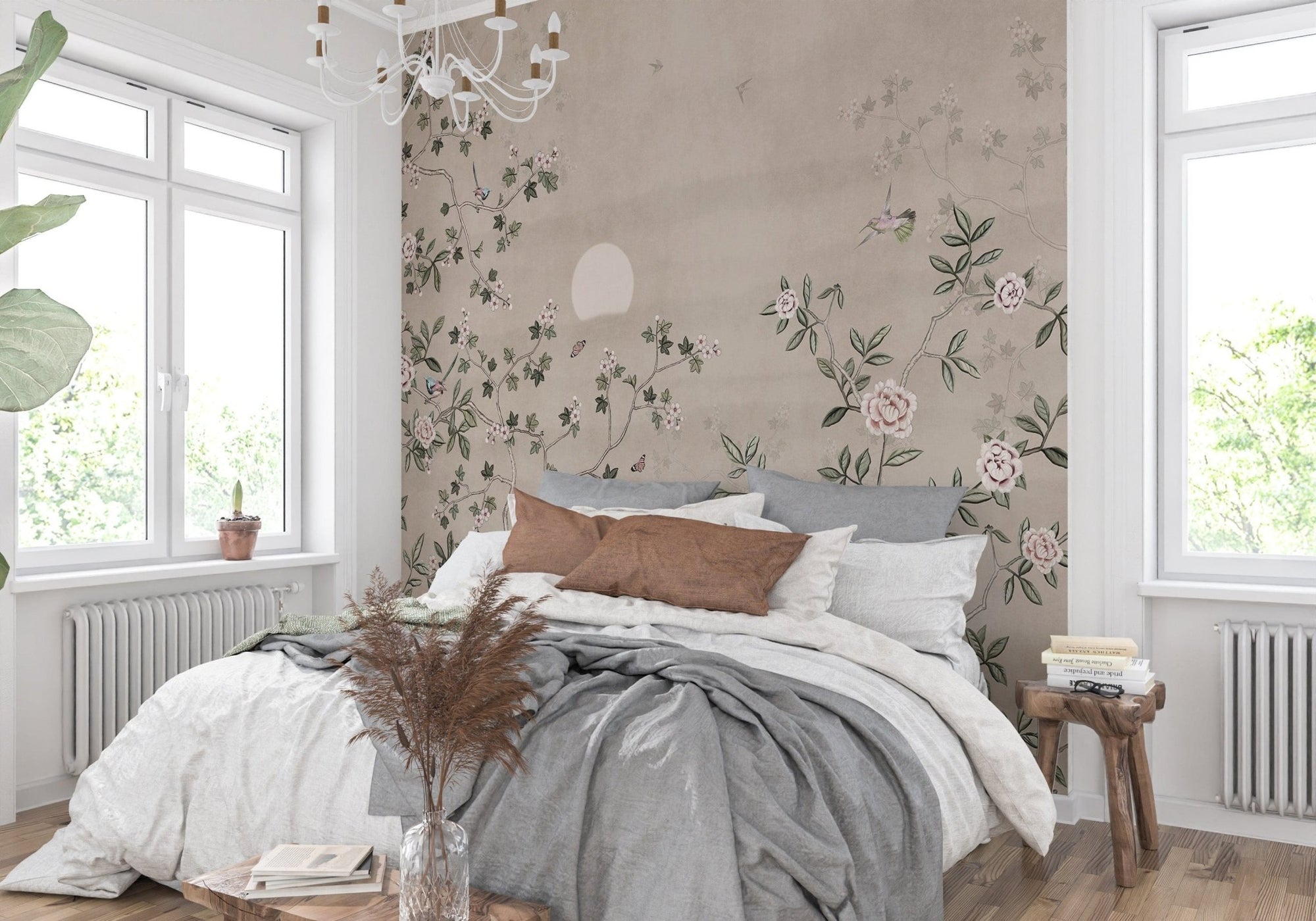 Chinoiserie wallpaper with birds and flowers B938
