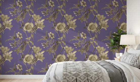 Bedroom styled in Vintage Floral Dream Wallpaper with soft blooms, GD9350
