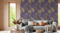 Decorative blue backdrop with Floral Dream Wallpaper detailing