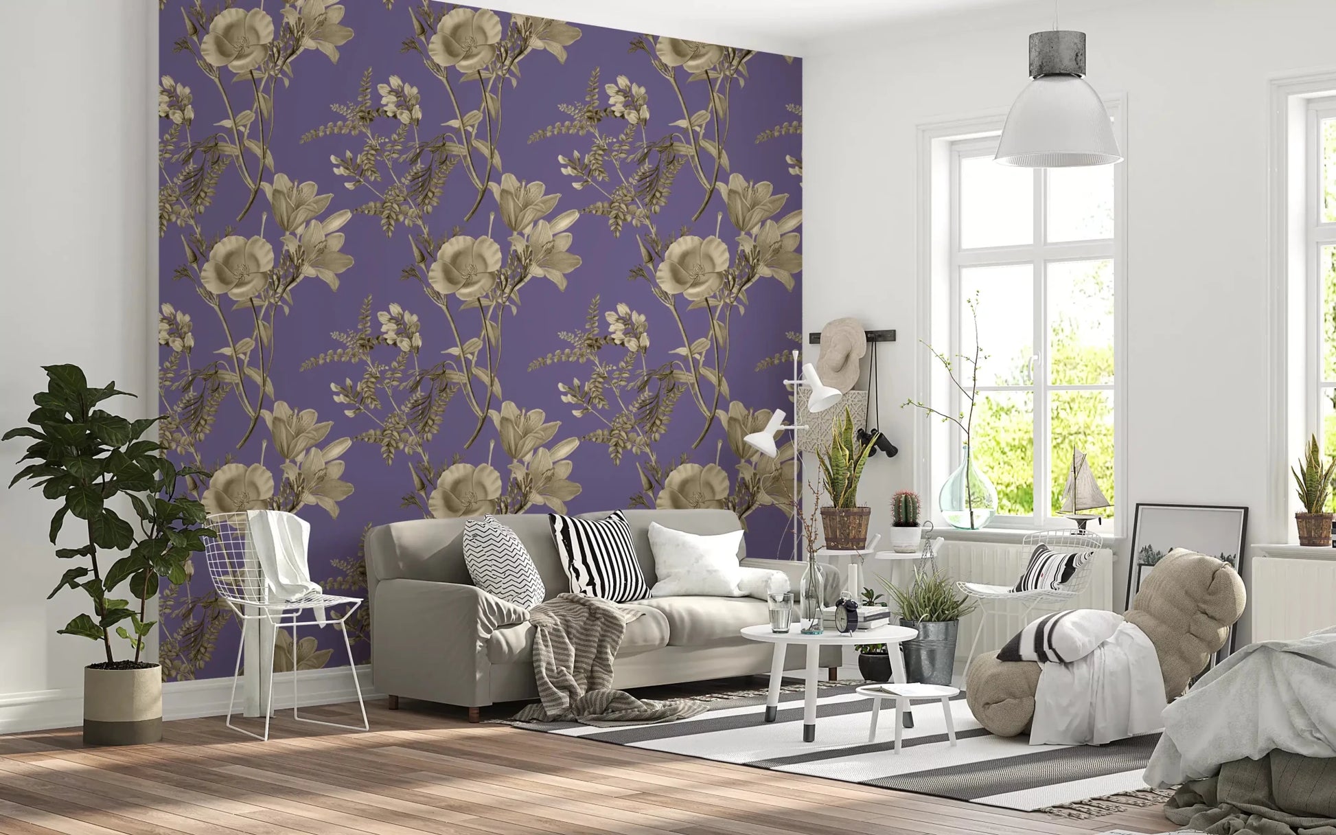 Hallway featuring Vintage Floral Dream Wallpaper and leafy detail