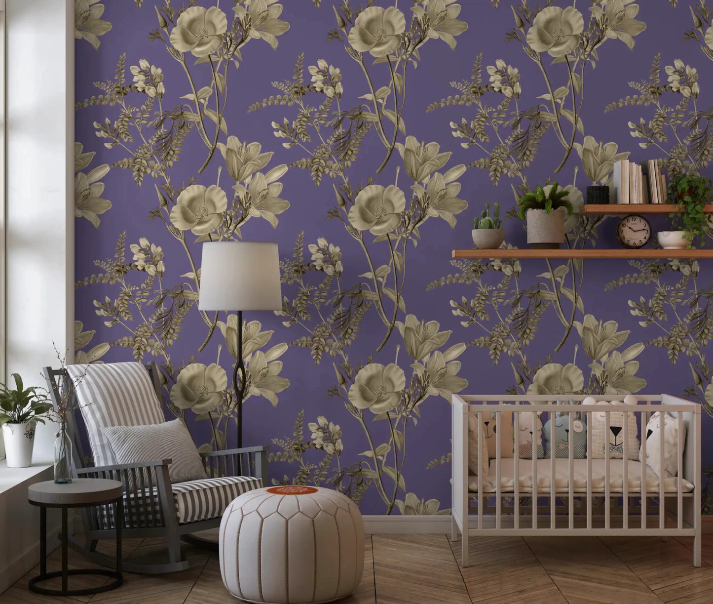 Muted blossom pattern in Vintage Floral Dream Wallpaper design