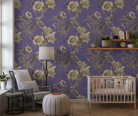Muted blossom pattern in Vintage Floral Dream Wallpaper design
