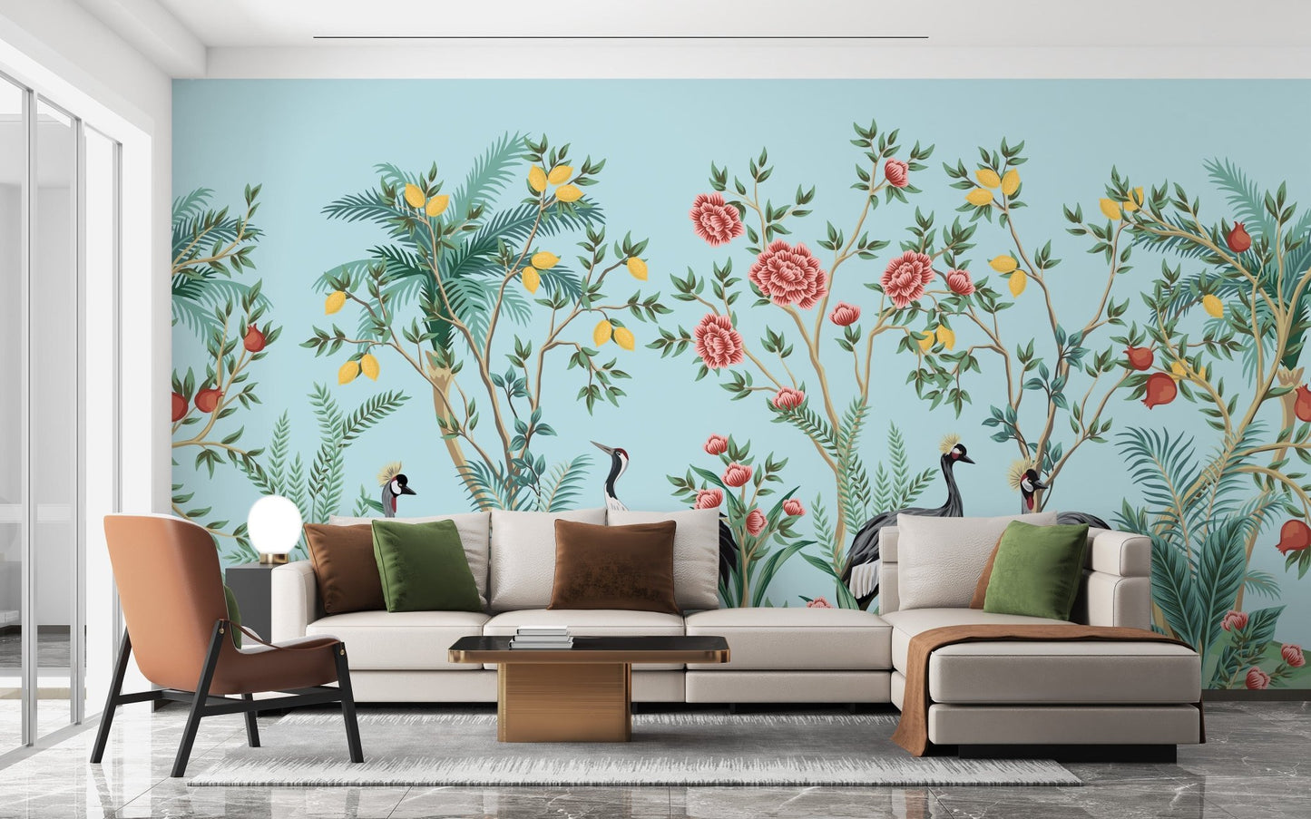 Chinoiserie garden-inspired wallpaper
 B098
