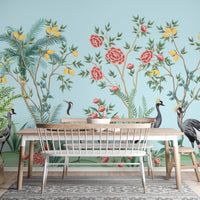 Chinoiserie Floral Palm Tree Wallpaper - Giffywalls B098