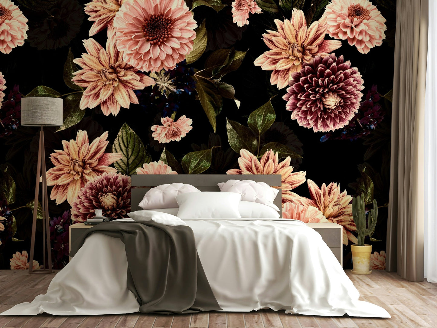 The flowers are in shades of white, pink, and red.

