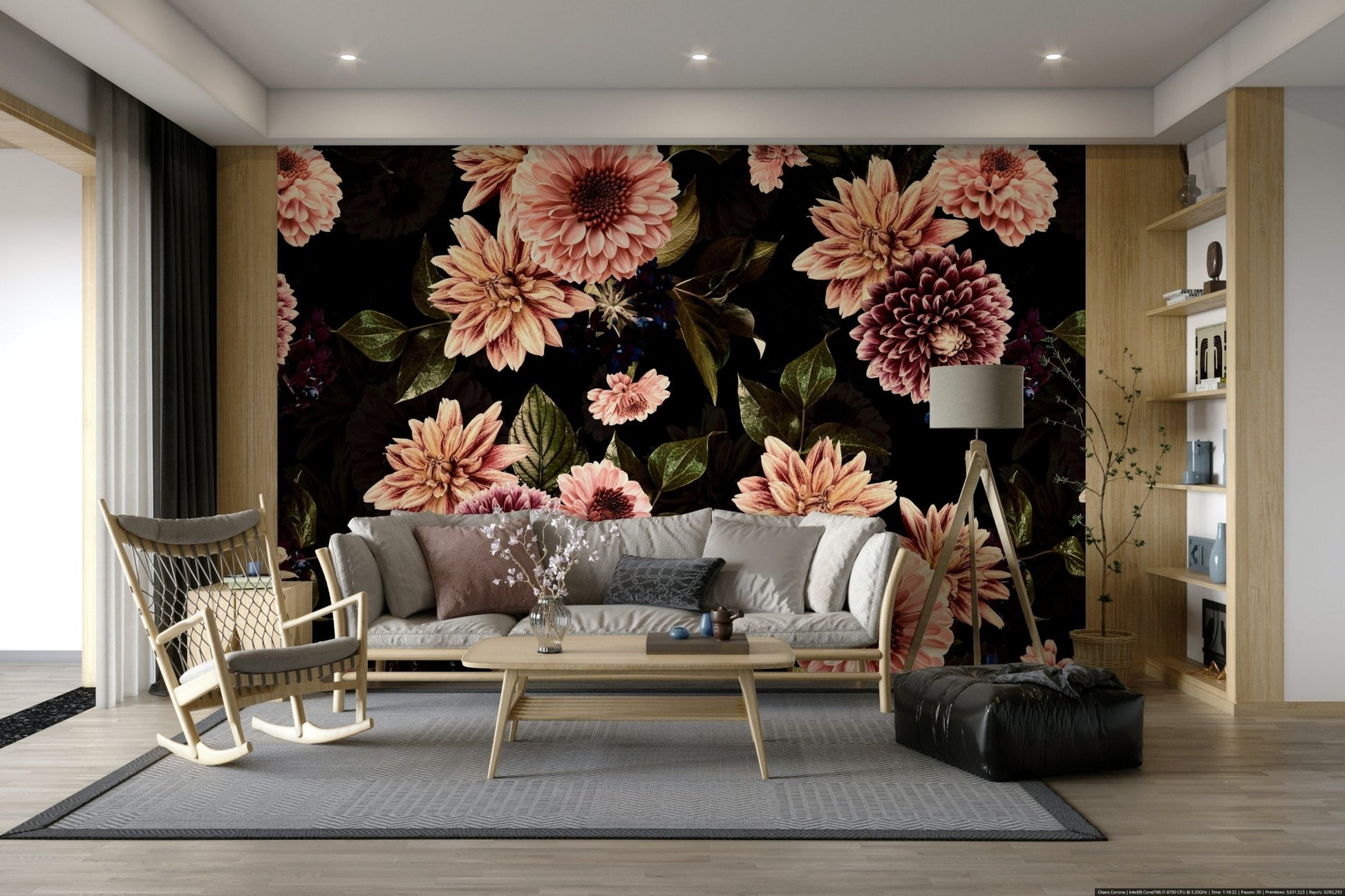 The composition is full and decorative.

