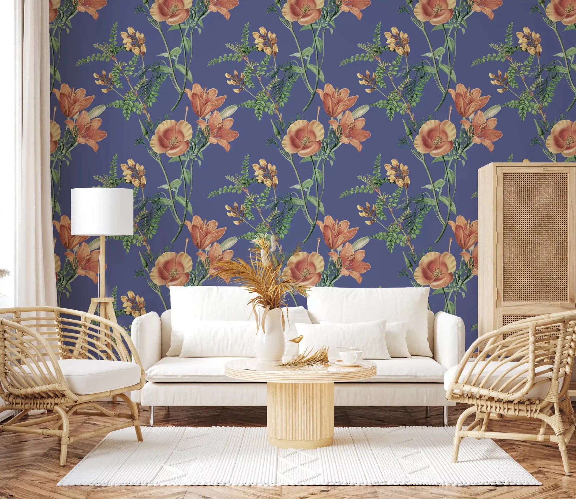 Decorative floral finish in Vintage Flowers Wallpaper design