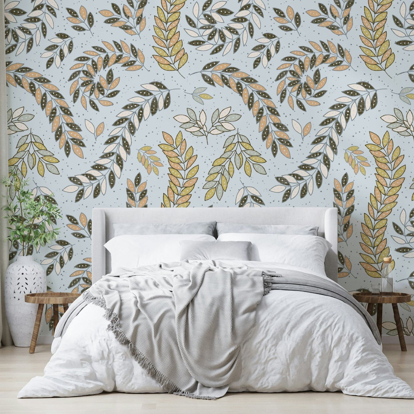 Subtle textured leaf wallpaper close-up

