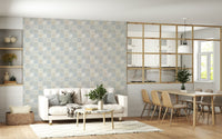 Designer interior featuring the quaint Blue Breeze Wallpaper design.