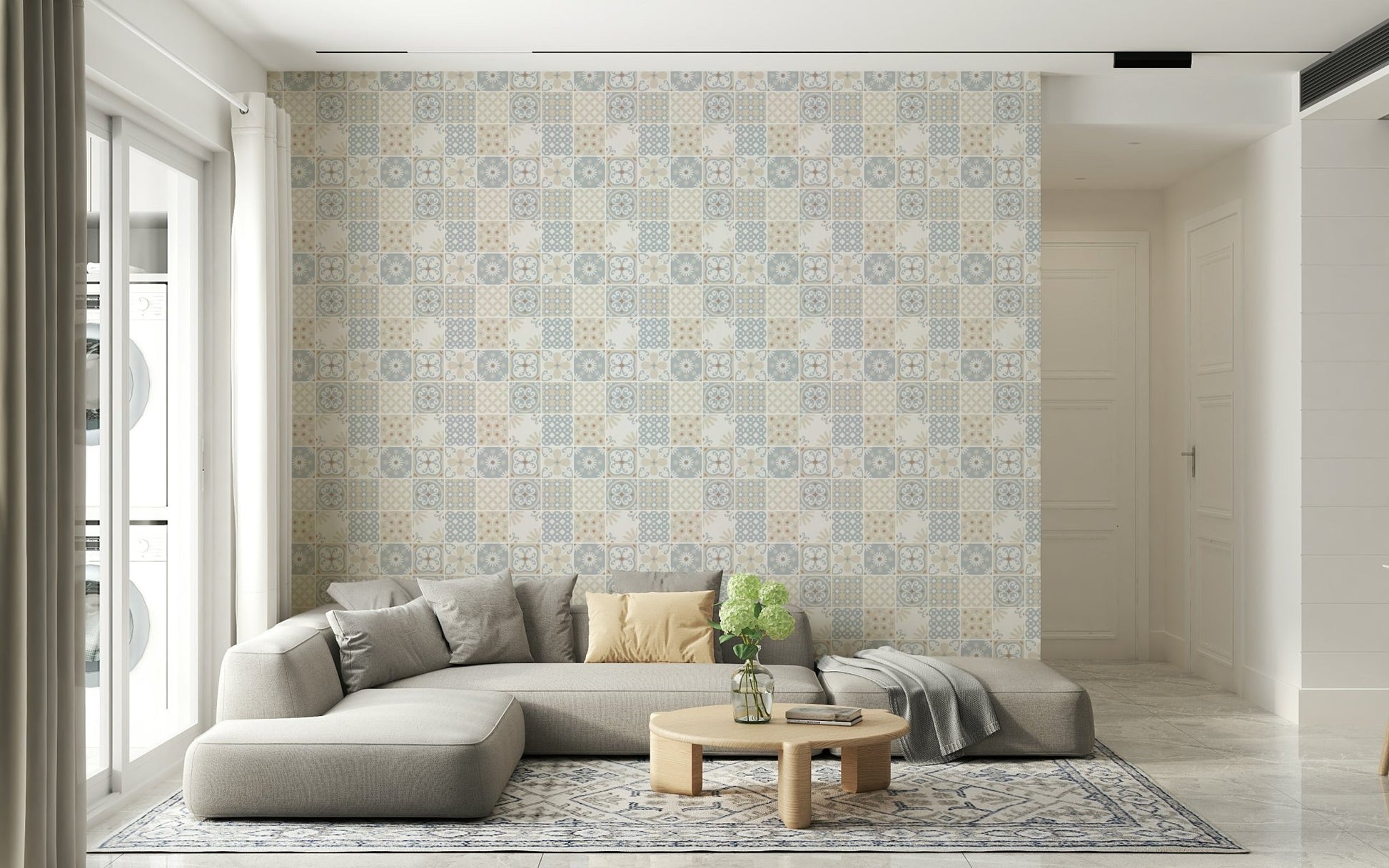 Subtle rustic texture in the beautiful Blue Breeze Wallpaper design.