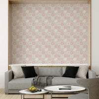 Seamless repeat of the "Vintage Folk Tiles" peel and stick wallpaper on a kitchen backsplash., GD6380