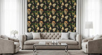 Hallway finished with Vintage Mushroom wallpaper and forest detail