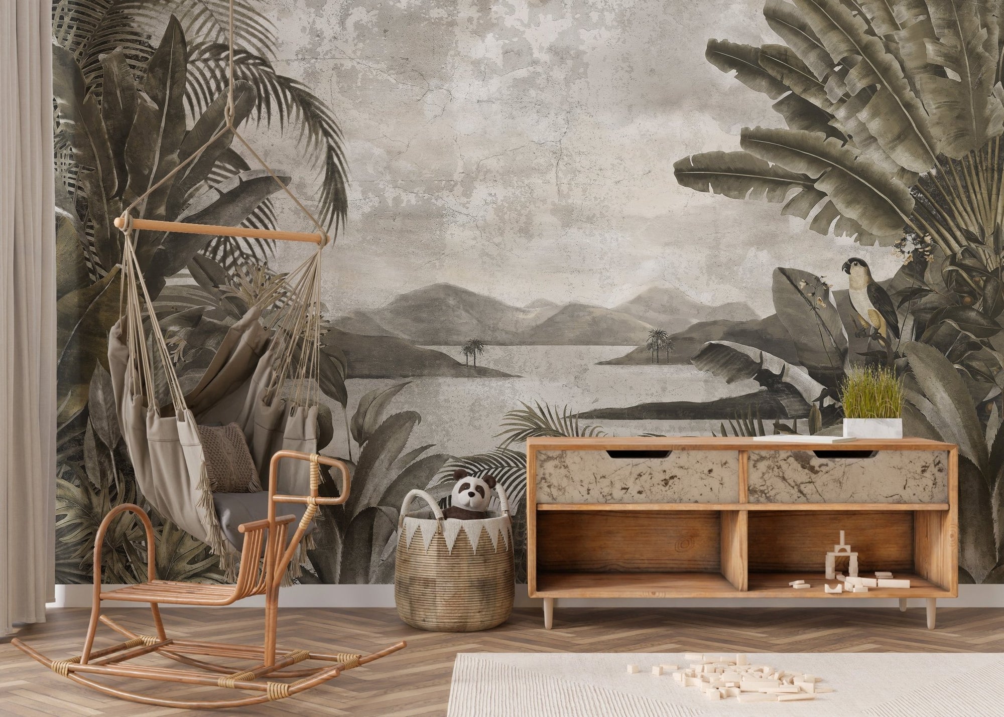 Cense green forest wallpaper mural design A386
