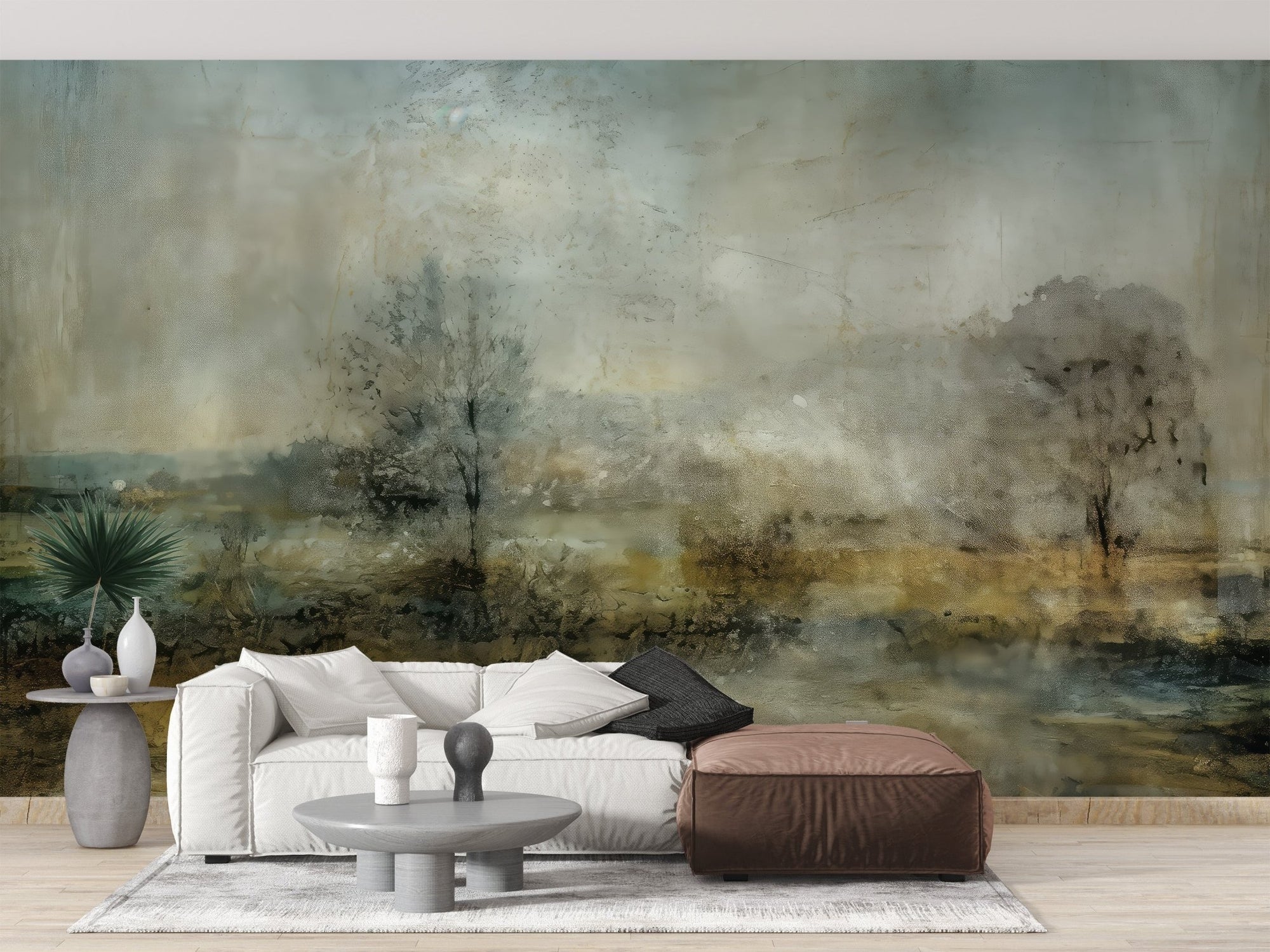 Vintage Forest Wallpaper Mural with trees C480