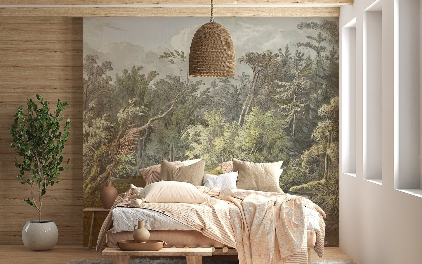Vintage Forest Waterfall Mural - Giffywalls
