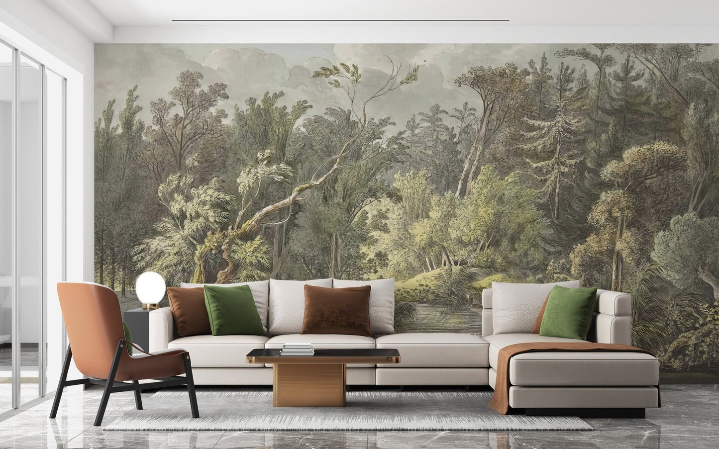 Vintage Forest Waterfall Mural - Giffywalls