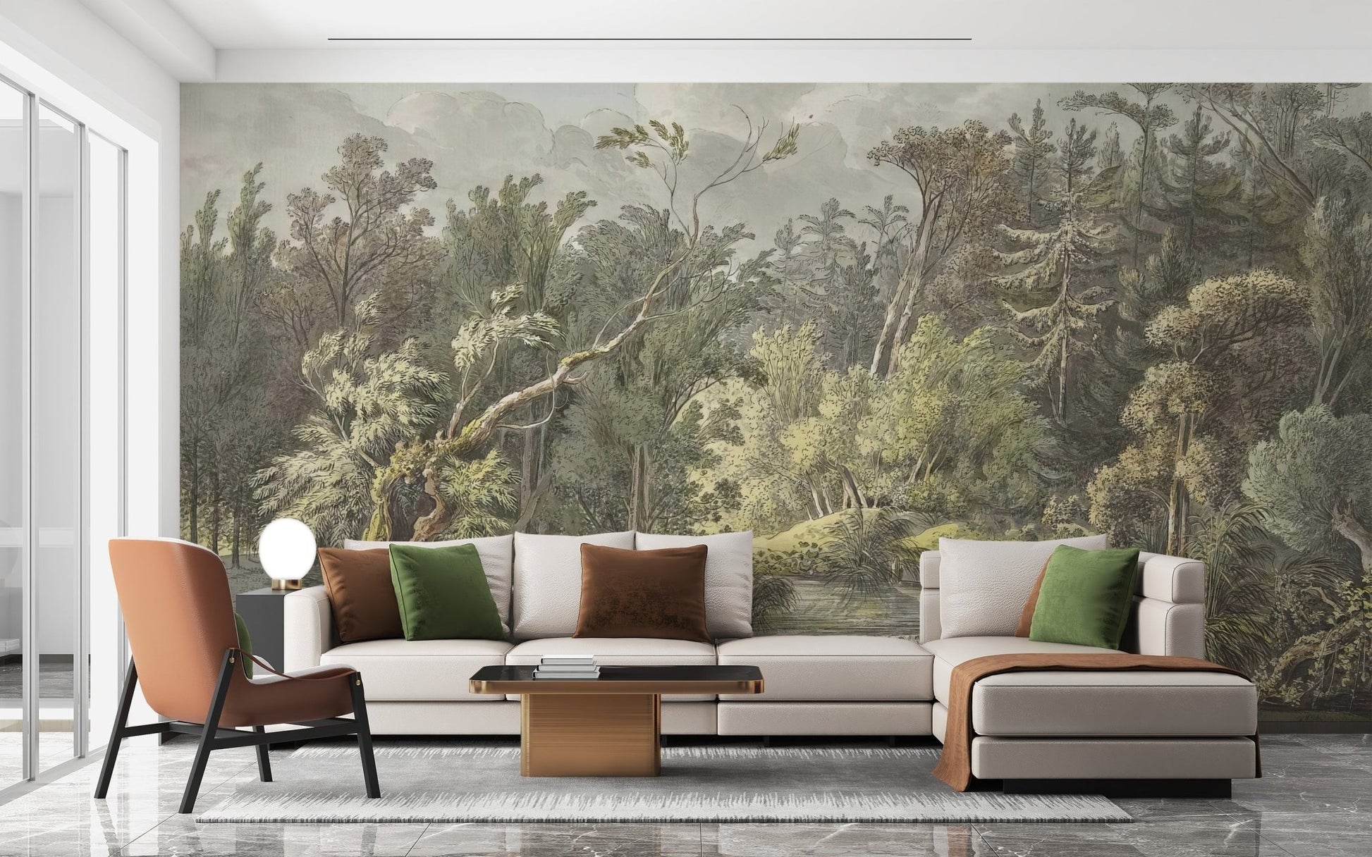 Vintage Forest Waterfall Mural - Giffywalls